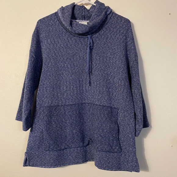 Pure Jill cuff neck pullover sweater 3 quarter length sleeve kangaroo pocket - Picture 1 of 8